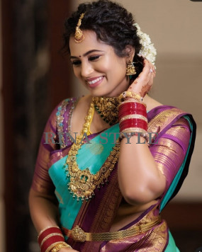 Elegant Dharmavaram Wedding Saree in Soft Korvai Silk