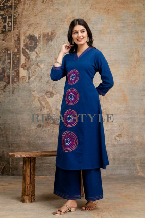Elegant Cotton Kurti Pant Set with Embroidery – Comfort Meets Style