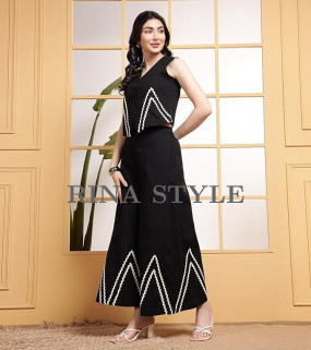 Premium Cotton Slub Coord Set with Lace Detailing