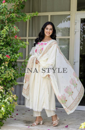 Elegant Cotton Embroidered Anarkali