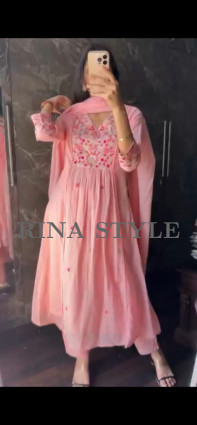 Designer Cotton Embroidered Anarkali