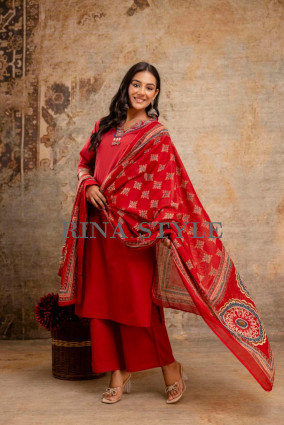 Cotton Printed Anarkali Kurti Set with Malmal Dupatta