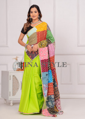 Elegant Cotton Patch Work Saree – Sustainable Style with Unique Charm-C
