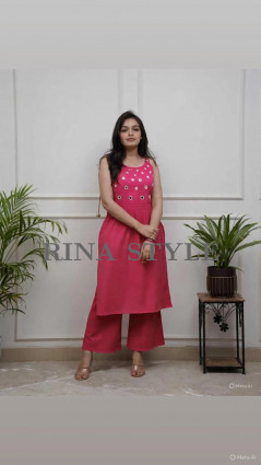 New Spaghetti Style Cotton Slub Kurta Pant Set – 6 Vibrant Colours