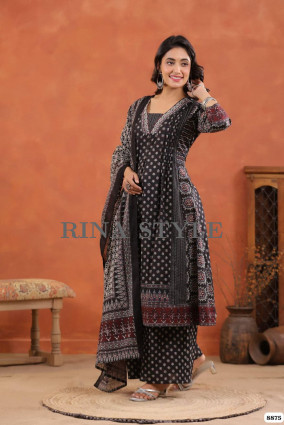 Designer Azrak Taj Cotton Suit with Handwork & Dupatta