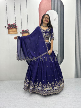 Vichitra Silk Lehenga Choli with Heavy Embroidery Work