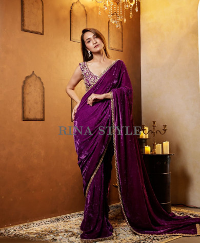 velvet saree