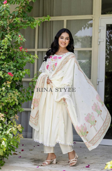 Elegant Cotton Embroidered Anarkali