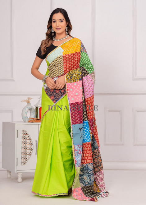 Elegant Cotton Patch Work Saree – Sustainable Style with Unique Charm-C
