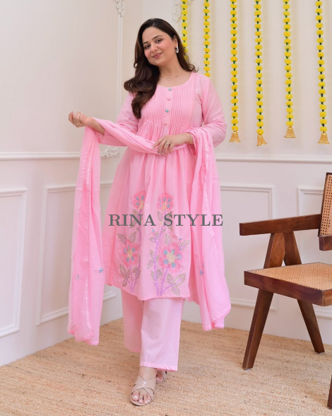 Premium Cotton Dupatta Set with Printex & Embroidery Work