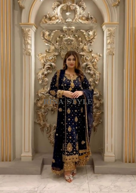 Premium 3-Piece Embroidered Georgette Kurti Set with Dupatta & Palazzo