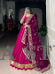 Festive Magenta Lehenga Set with Embroidered Dupatta & Mirror Lace Detailing