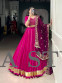 Festive Magenta Lehenga Set with Embroidered Dupatta & Mirror Lace Detailing