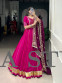 Festive Magenta Lehenga Set with Embroidered Dupatta & Mirror Lace Detailing