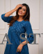 Elegant Teal Blue Cotton Kurti Pant Set with Hand Tagai & Embroidery Detailing