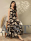Chic Printed Rayon Gown with Tassel Detailing