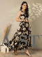 Chic Printed Rayon Gown with Tassel Detailing