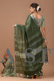 Plain Cotton Linen Saree with Extra Ajrakh Blouse