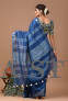 Plain Cotton Linen Saree with Extra Ajrakh Blouse