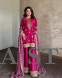 Magenta Chinon Embroidered Sequins With Moti Work Sharara Suit