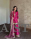 Magenta Chinon Embroidered Sequins With Moti Work Sharara Suit